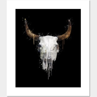 Dramabite Watercolor skull animal nature wildlife Posters and Art